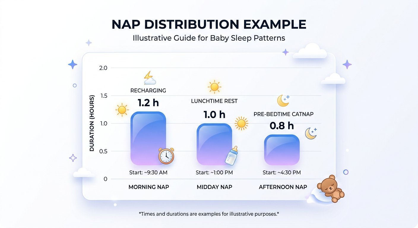 Nap breakdown chart showing distribution of daytime naps for your baby's age