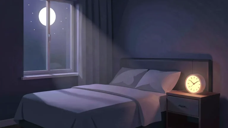 Illustration for CBT-I Explained: How Cognitive Behavioral Therapy For Insomnia Works: a calm night bedroom scene in an indigo palette