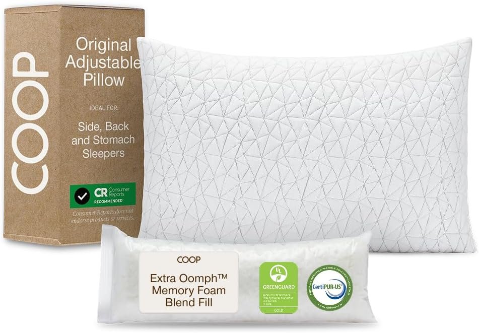 Coop Home Goods Original Adjustable pillow with its box and extra fill