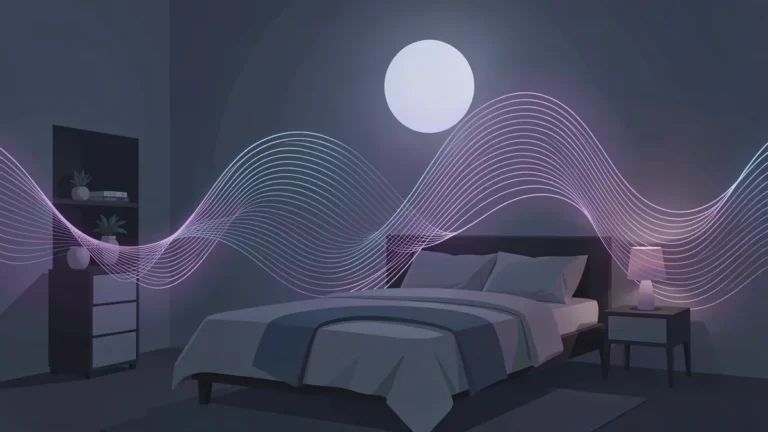 Illustration for How Sleep Affects Your Health: A Body-System Guide: a calm night bedroom scene in an indigo palette