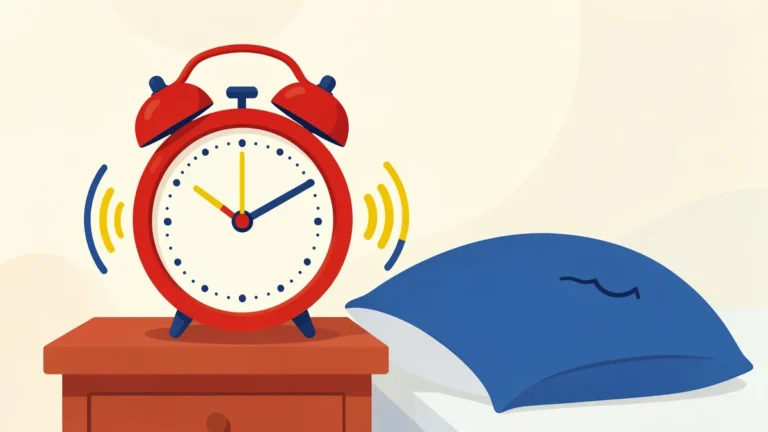 Illustration for Is Hitting Snooze Bad? What the Studies Show: a ringing alarm clock on a nightstand