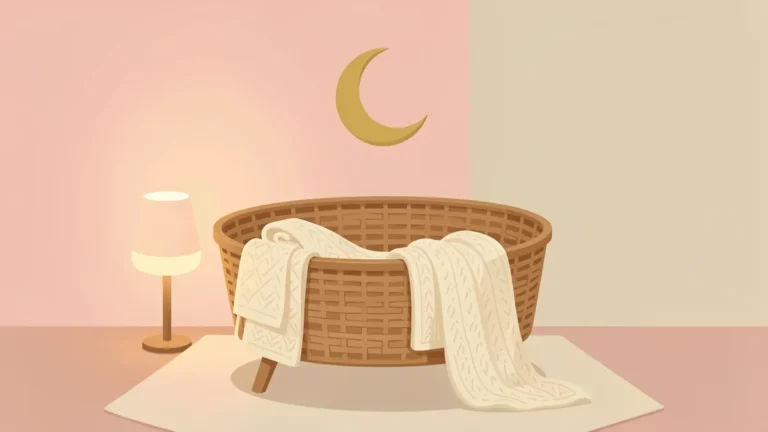 Illustration for Newborn Sleep: a newborn bassinet with a swaddle blanket